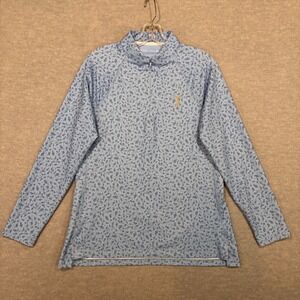 Peter Millar Womens Blue Floral Quarter Zip Golf Pullover LS23EK43 L